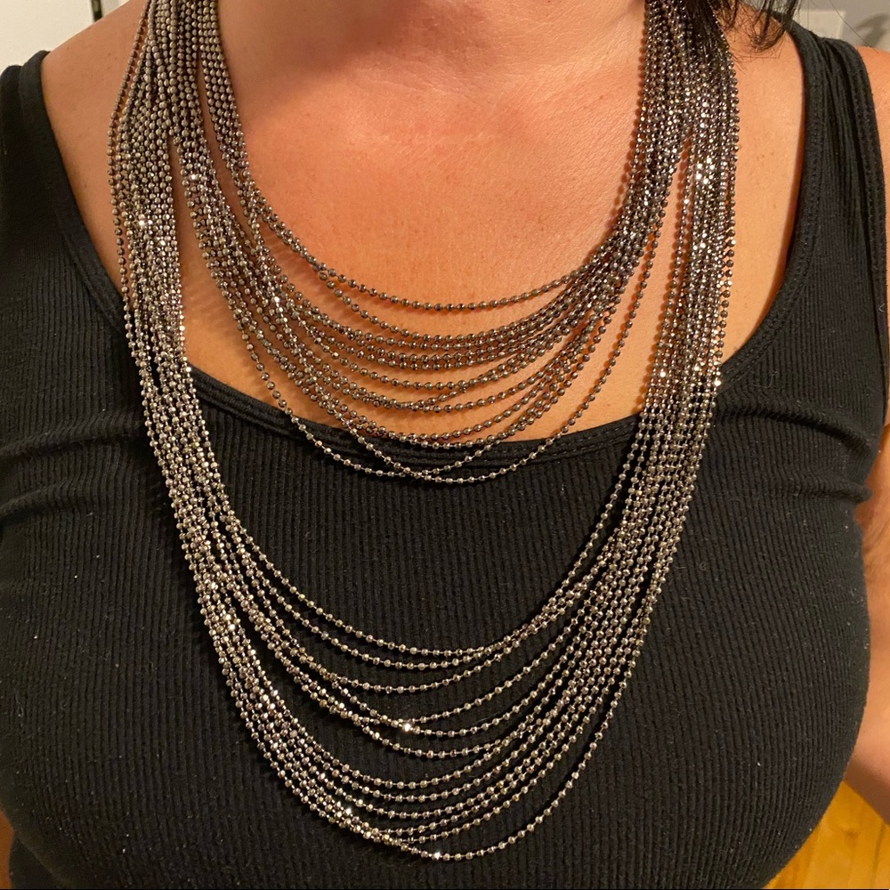 Nordstrom multi-strand gunmetal necklace